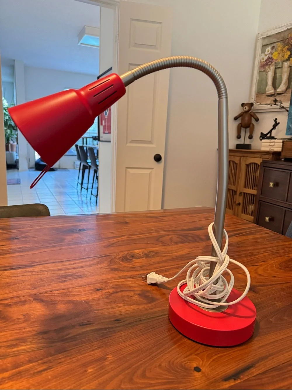 Vintage Ikea Red Kvart Gooseneck Desk Table Lamp